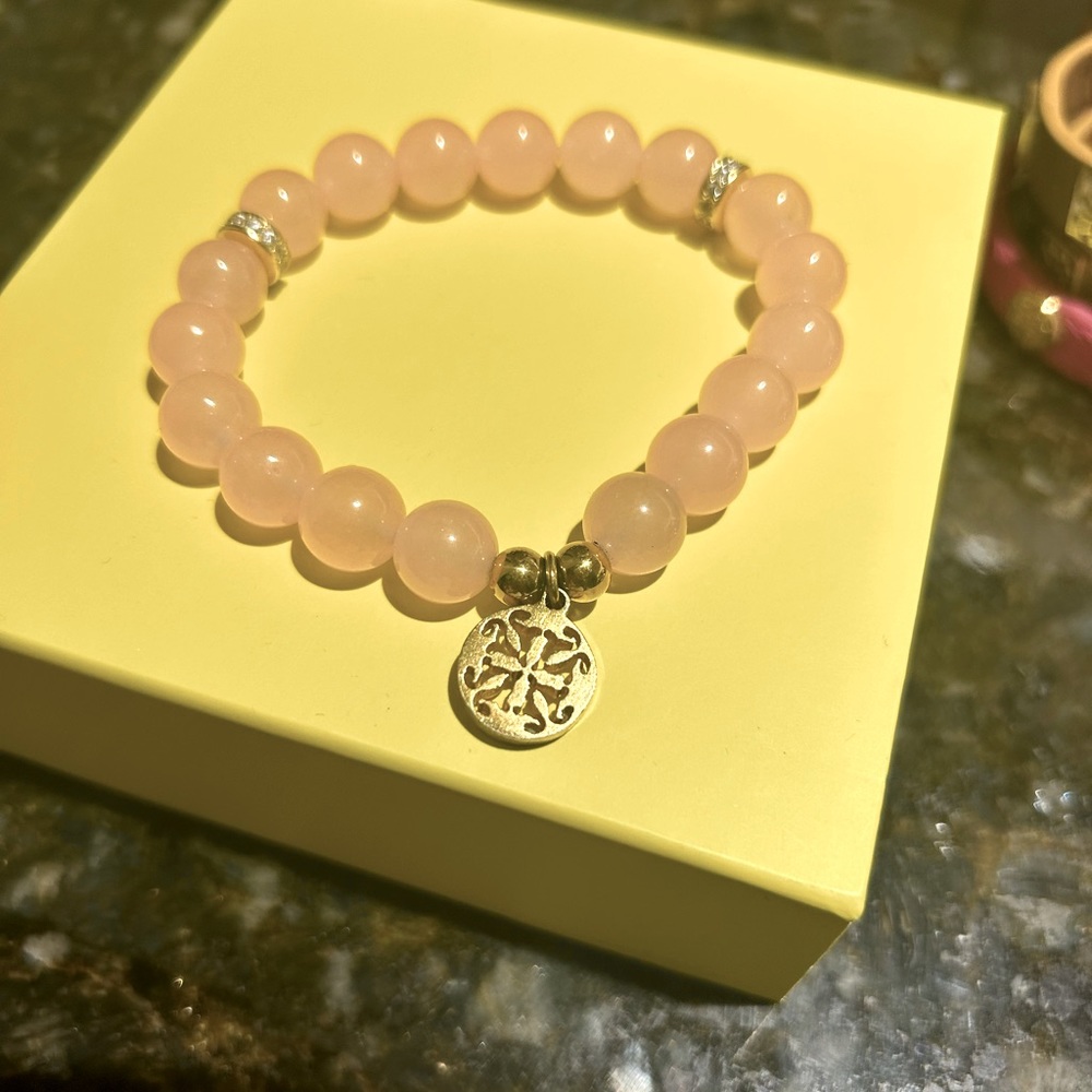 RUSTIC CUFF pink beaded bracelet